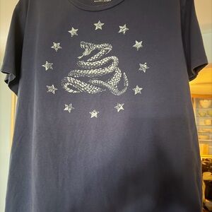 Denim & Supply Ralph Lauren Navy Blue T-Shirt with Snake and Stars. Size: LARGE